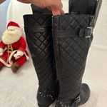 Not Rated Women’s  18” Tall Padded Spiky Boots Black SZ 9 Faux Leather Garman Side Zip Photo 2