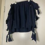 Milly  Blythe off shoulder navy bow sleeve blouse top size Small Photo 8