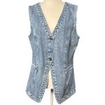 Gap Denim Vest Medium Indigo Women’s Sleeveless Button Front Longline Pockets M Photo 1