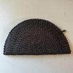 Hawaiian Lauhala Mahina Pandan Leaf Half Moon Woven Lined Zipper Clutch Purse Black Photo 2