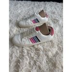 J.Crew Women's White Leather Sneakers Rainbow Stripe Tennis Shoes Size 7 Photo 3