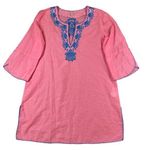 Lilly Pulitzer Tunic Top Womens Medium Pink Blue Embroidered Boho Cover Up Beach Photo 0