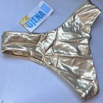 NWT UjENA Metallic Gold & Silver Crossover Bikini Bottom Size Small Photo 0