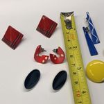 Dress Up Lot Of 5 Pierced Costume Earrings / Studs Colorful Mix - Red Yellow Etc Photo 8