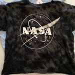 Mighty fine NASA crop top shirt black tie-dye extra small/oversized Photo 0