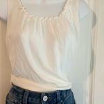 Tahari Eggshell White/Cream Ruffle Pleated Neck Tank Top Satin Blouse Sz X-Small Photo 0