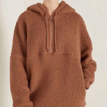 PINK - Victoria's Secret Victoria Secret PINK  brown teddy sherpa jacket half zip hooded large Photo 0