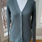 A New Day Vintage Blue Ribbed Slim Fit V Neck Cardigan Sweater Size XS Photo 1
