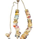 Loft Adjustable Pull Tie Bracelet – Multicolor Print & Metallic Beads Photo 1