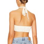 We Wore What New Tie Halter Bra Top Ribbed Knit Crop Top Ivory Size Medium Photo 2