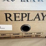 Replay women's 40 EU rough linen sling back stiletto heel MARIA open toe pumps Brown Size 9 Photo 7