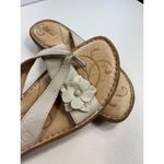 Born Women's Leather Flower Thong Sandals Slides Beige Size 9M Casual Comfort Tan Photo 2