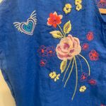 Johnny Was  Blue Multi Colored Embroidered XXL Linen Dress.        2657 Photo 5