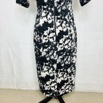Vince Camuto Dress Womens Size S Black White Floral Short Sleeve Sheath Stretch Photo 8