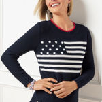 Talbots Navy Blue American flag knit sweater Patriotic Americana Women’s medium Photo 0