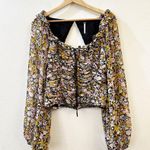 Free People Mabel Printed Blouse in Black Combo Size Small Floral Photo 3