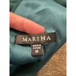 Marina Boat Neck Ruffled Sheath Dress Emerald‎ Green Size 16 Cocktail Photo 3