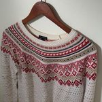 Talbots Sweater Womens M Fair Isle Pullover Cream Red Lambs Wool Blend Jumper Photo 1