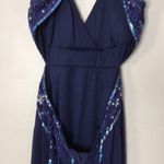 Nightway navy blue open back low cut prom holiday dress size 4 Photo 9