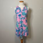 Lilly Pulitzer  Eassie Bearfoot‎ Princess Dress Pink Blue Shell Print  XS Photo 2