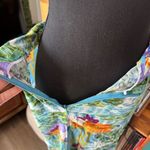 Vintage 90’s Clio Mandarin Collar Impressionist Floral Button down & Skirt Set Green Photo 8