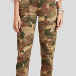 Anthropologie Women's Camo Cargo Straight Leg Linen Blend Pants Size 27 Photo 0