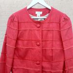 J.Crew Jacket Size 4 Coral Cropped Long Sleeve Fringe Trim Button NWT Photo 3