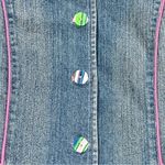 SPANNER Darling Women’s Size 8 Pink Trim Denim Stripe Buttons Jean Jacket Blue Photo 5