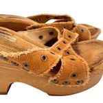 Jolie Victoria Corduroy Grommet Platform Wedge Slip On Sandals Size 7.5 Brown Photo 1