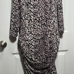 Jennifer Lopez  Leopard Print Cowl Neck Ruched Bodycon Midi Dress XL Womens Photo 0