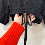 Two Piece Set‎ Cara Cara Black Lace Maxi Skirt Blouse Eyelet Designer 2 Small Size XS Photo 3