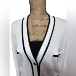 NWOT Aaron & Amber White Cardigan with Black Trim and Belt Women size Large Photo 9