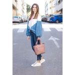 Women’s Sweater Colorblock Corduroy Crew Neck, Long Sleeve White/Blue/Pink Sz L White Size L Photo 2