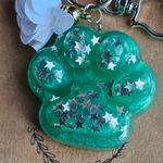 Handmade  Beautiful Beacon Resin Green and Silver Star Paw Purse Charm Key Chain Photo 1