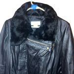 Badgley Mischka Samara Sheep leather moto jacket with shearling size Large Black Photo 5