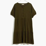 Madewell Resourced CrinkleKnit Tiered Mini Dress Size S-Fits L/XL - Green - NWT Photo 3