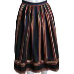 Vintage Ann Stevens 80s Black Faille Multicolored Satin Stripe Skirt Size 11/12 Photo 0