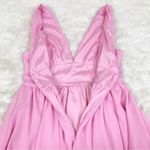 SheIn  Barbie Pink Mini Party Dress Deep V‎ Neckline Tiered Hem Size Large New Photo 8