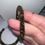 Black and Gold Chunky Sparkle Hoop Earrings Photo 7