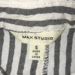 Max Studio striped gray and white collared 3/4 button up sleeves textured size S Photo 4