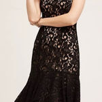 Moulinette Soeurs Anthropologie  Black Lace Midi Cami Cotrina Dress Size 0 NWT Photo 0