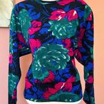 Vintage 1980s glam maximalist floral shirt with shoulder pads 100% wool bold SM Photo 0