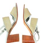 Cole Haan Vintage  Woven Chunky Block Heel Sandals Leather‎ Blue Womens Size 8 Photo 4