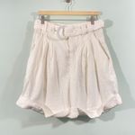 Farm Rio  Women White 100% Linen Folded Hem High Waisted Shorts Size L Photo 1