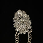 Statement Necklace Rhinestone‎ Large Teardrop Silver Photo 2