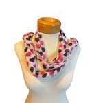 Heart Print Womens Polyester Scarf In Pink & Black With Lightweight Design Photo 1