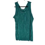 Susan Graver Pleated Metallic Teal V-Neck Tank Top Women 2X Plus Size Photo 1