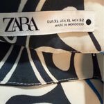ZARA Blue Black White Graphic Floral Wide Leg Trousers Women’s XL High Rise Photo 4