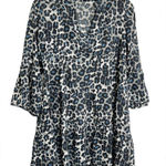 Wishlist Apparel Dress Womens Leopard Print Tiered Mini Gray/Blue/Black Size Sma Photo 0