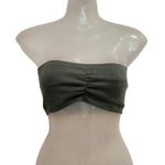 Aerie  AE Dark Green Ribbed Real Good Bandeau Strapless Bra Top Size Medium Photo 0